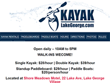 Tablet Screenshot of kayaklakegeorge.com